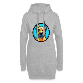 Chien Dogue Allemand Personnage De Dessin Animé Kawaii Coloré - Sweat-shirt à capuche long Femme - gris chiné - Devant