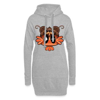 Garnelen mit Bärenmütze - Hoodie-Kleid - Grau meliert - Vorne
