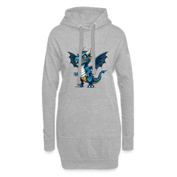 Drache Cool Kawaii Cartoon Charakter Clipart - Hoodie-Kleid - Grau meliert - Vorne