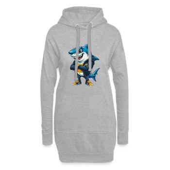 Hai Cool Kawaii Cartoon Charakter Clipart - Hoodie-Kleid - Grau meliert - Vorne