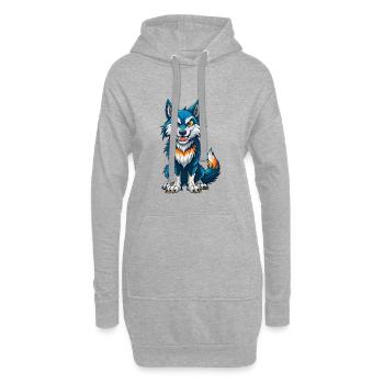 Wolf Cool Kawaii Cartoon Charakter Clipart - Hoodie-Kleid - Grau meliert - Vorne