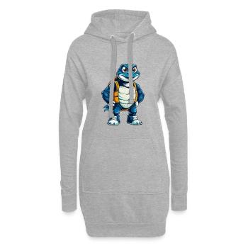 Schildkröte Cool Kawaii Cartoon Charakter Clipart - Hoodie-Kleid - Grau meliert - Vorne