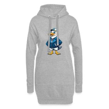Mouette Cool Kawaii Dessin animé Personnage Clipart - Sweat-shirt à capuche long Femme - gris chiné - Devant