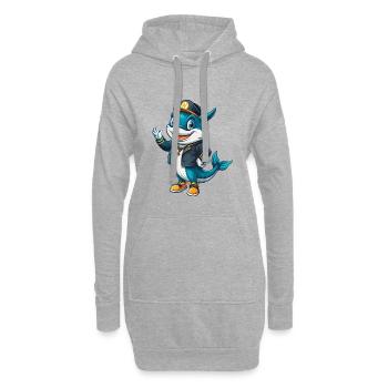 Wal Cool Kawaii Cartoon Charakter Clipart - Hoodie-Kleid - Grau meliert - Vorne