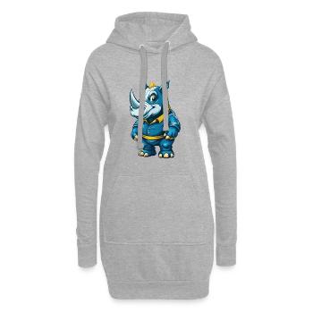Rhino Cool Kawaii Cartoon Charakter Clipart - Hoodie-Kleid - Grau meliert - Vorne