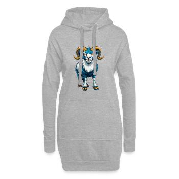 Ram Cool Kawaii Cartoon Figur Clipart - Hoodie-Kleid - Grau meliert - Vorne