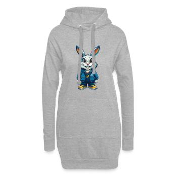Kaninchen Cool Kawaii Cartoon Figur Clipart - Hoodie-Kleid - Grau meliert - Vorne