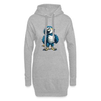 perroquet cool kawaii dessin animé personnage clipart - Sweat-shirt à capuche long Femme - gris chiné - Devant