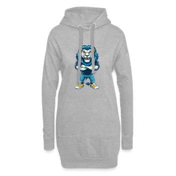 Lion Cool Kawaii Dessin Animé Personnage Clipart - Sweat-shirt à capuche long Femme - gris chiné - Devant