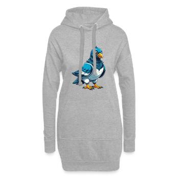 Taube Cool Kawaii Cartoon Charakter Clipart - Hoodie-Kleid - Grau meliert - Vorne