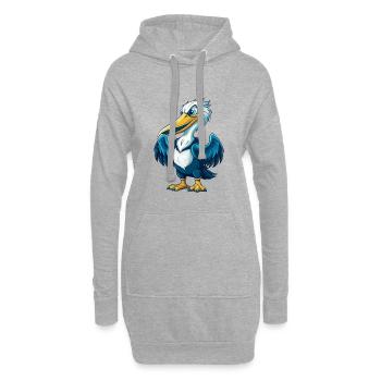 Pelikan Cool Kawaii Cartoon Charakter Clipart - Hoodie-Kleid - Grau meliert - Vorne