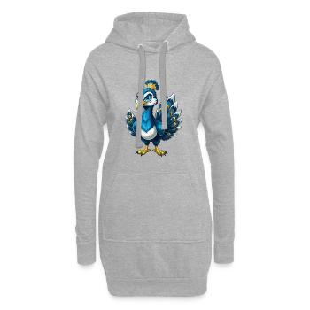 Peacock Cool Kawaii Cartoon Character Clipart - Hoodie Dress - heather grey - Front