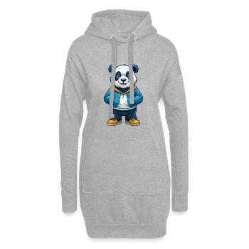 Panda Cool Kawaii Cartoon Charakter Clipart - Hoodie-Kleid - Grau meliert - Vorne