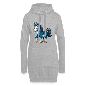 Pferd Cool Kawaii Cartoon Charakter Clipart - Hoodie-Kleid - Grau meliert - Vorne