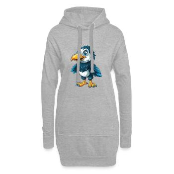 Krähe Cool Kawaii Cartoon Figur Clipart - Hoodie-Kleid - Grau meliert - Vorne