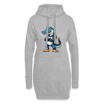 Krokodil Cool Kawaii Cartoon Charakter Clipart - Hoodie-Kleid - Grau meliert - Vorne