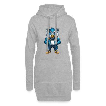 Wildschwein Cool Kawaii Cartoon Charakter Clipart - Hoodie-Kleid - Grau meliert - Vorne