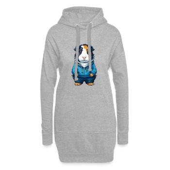 Cochon d’Inde Cool Kawaii Dessin animé Personnage Clipart - Sweat-shirt à capuche long Femme - gris chiné - Devant