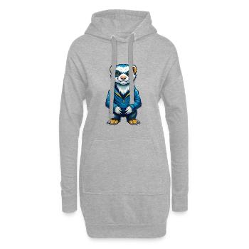 Frettchen Cool Kawaii Cartoon Charakter Clipart - Hoodie-Kleid - Grau meliert - Vorne