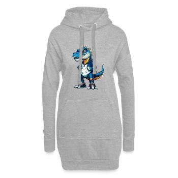 Dinosaurier Cool Kawaii Cartoon Figur Clipart - Hoodie-Kleid - Grau meliert - Vorne