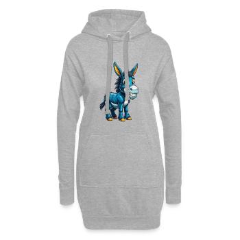 âne cool kawaii dessin animé personnage clipart - Sweat-shirt à capuche long Femme - gris chiné - Devant