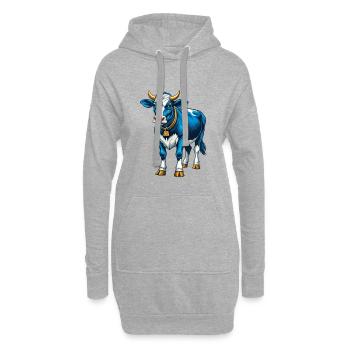 Kuh Cool Kawaii Cartoon Figur Clipart - Hoodie-Kleid - Grau meliert - Vorne