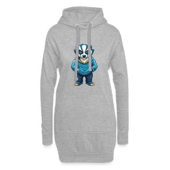 Dachs Cool Kawaii Cartoon Charakter Clipart - Hoodie-Kleid - Grau meliert - Vorne