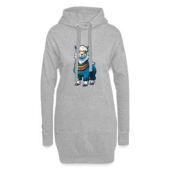 Alpaca Cool Kawaii Cartoon Character Clipart - Hoodie Dress - heather grey - Front