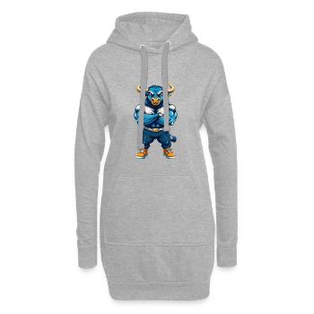 Bull Cool Kawaii Cartoon Charakter Clipart - Hoodie-Kleid - Grau meliert - Vorne