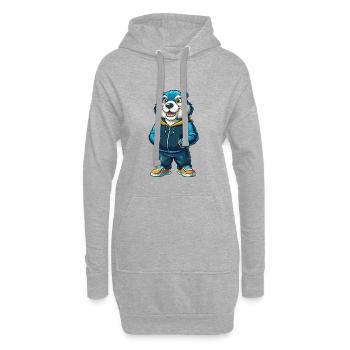 Biber Cool Kawaii Cartoon Charakter Clipart - Hoodie-Kleid - Grau meliert - Vorne