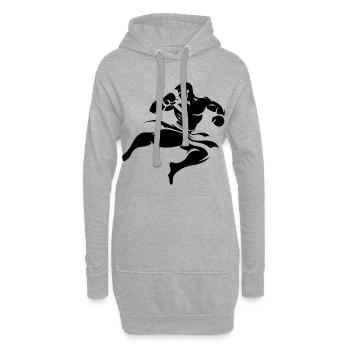 Dessin de kickboxing - Sweat-shirt à capuche long Femme - gris chiné - Devant