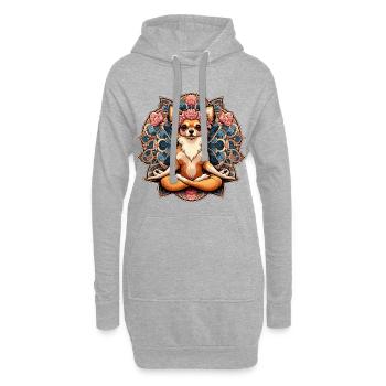 Méditation Chihuahua Méditation Cadeau - Sweat-shirt à capuche long Femme - gris chiné - Devant