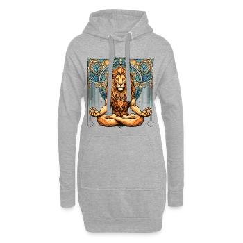 Löwe Meditation meditieren Geschenk - Hoodie-Kleid - Grau meliert - Vorne
