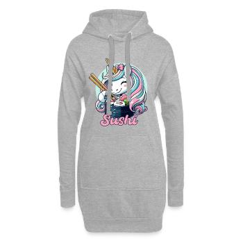 Sushi Einhorn süß Maki Geschenk - Hoodie-Kleid - Grau meliert - Vorne