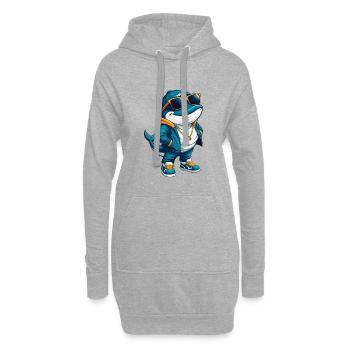 Wal Cool Cartoon Figur Kawaii Clipart - Hoodie-Kleid - Grau meliert - Vorne