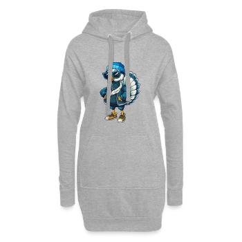 Turquie Cool Dessin animé Personnage Kawaii Clipart - Sweat-shirt à capuche long Femme - gris chiné - Devant