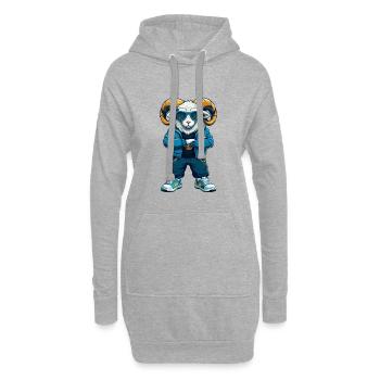 Ram Cool Cartoon Figur Kawaii Clipart - Hoodie-Kleid - Grau meliert - Vorne