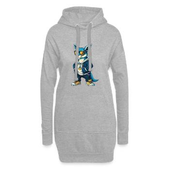 Kangourou Cool Dessin animé Personnage Kawaii Clipart - Sweat-shirt à capuche long Femme - gris chiné - Devant