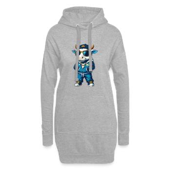 Cow Cool Cartoon Character Kawaii Clipart - Hoodie Dress - heather grey - Front
