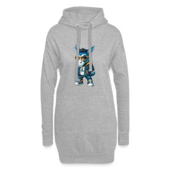 âne cool personnage de dessin animé Kawaii Clipart - Sweat-shirt à capuche long Femme - gris chiné - Devant