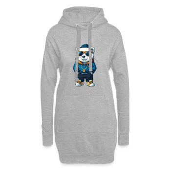 ours polaire cool personnage de dessin animé kawaii clipart - Sweat-shirt à capuche long Femme - gris chiné - Devant