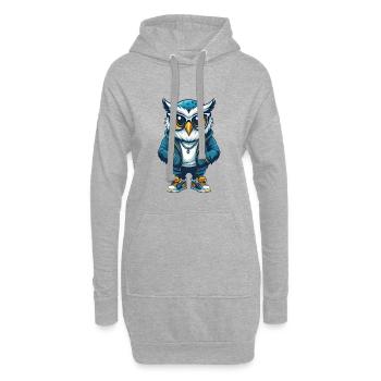 Eule Cool Cartoon Figur Kawaii Clipart - Hoodie-Kleid - Grau meliert - Vorne