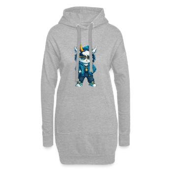 Oryx Cool Dessin Animé Personnage Kawaii Clipart - Sweat-shirt à capuche long Femme - gris chiné - Devant
