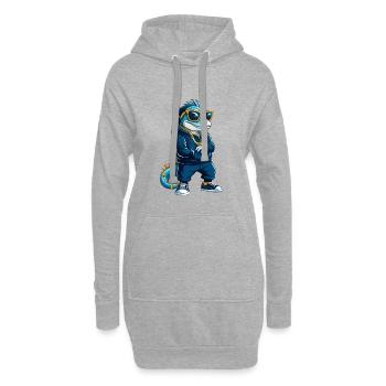 Iguana Cool Cartoon Character Kawaii Clipart - Hoodie Dress - heather grey - Front