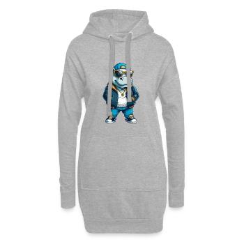Nilpferd Cool Cartoon Figur Kawaii Clipart - Hoodie-Kleid - Grau meliert - Vorne