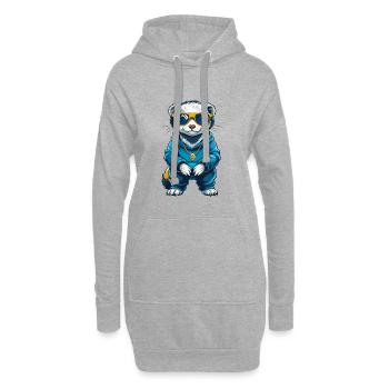 Frettchen Cool Cartoon Figur Kawaii Clipart - Hoodie-Kleid - Grau meliert - Vorne