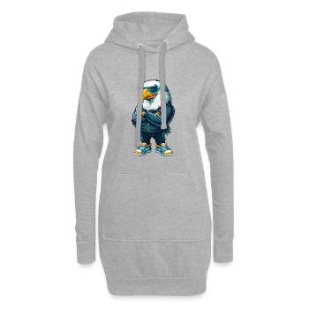 aigle cool personnage de dessin animé Kawaii Clipart - Sweat-shirt à capuche long Femme - gris chiné - Devant
