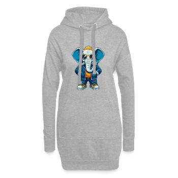 éléphant cool personnage de dessin animé Kawaii Clipart - Sweat-shirt à capuche long Femme - gris chiné - Devant