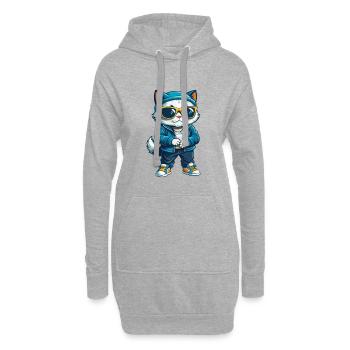 Cat Cool Cartoon Character Kawaii Clipart - Hoodie Dress - heather grey - Front