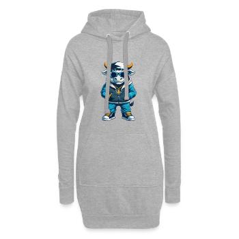 Bull Cool Cartoon Figur Kawaii Clipart - Hoodie-Kleid - Grau meliert - Vorne